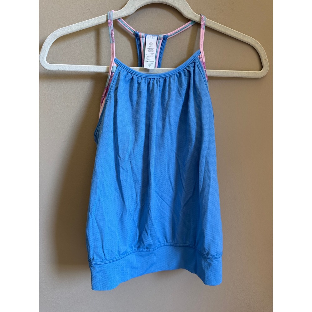 Ivivva Girls' Blue & Pink Racerback Tank Top size 10 Athletic